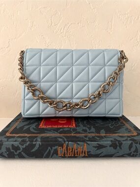 Zara Quilted Light Blue Convertible Chain Bag